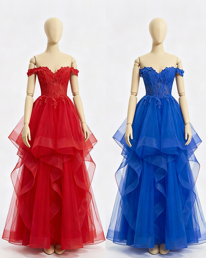 Aurora - Off-the-Shoulder Sweetheart Corset Ball Gown with Sheer Tulle Bodice