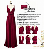 color:Burgundy | Burgundy infinity dress pockets