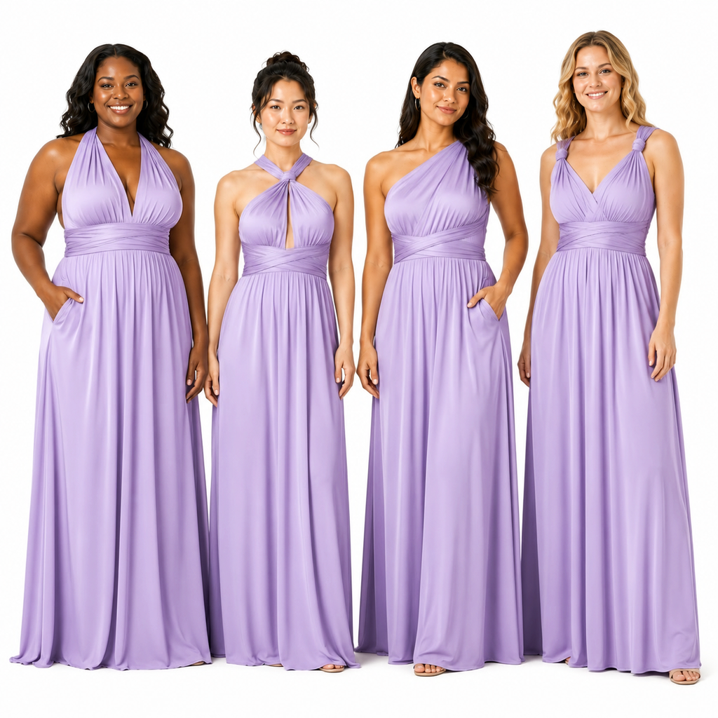 color:Lavender | kmbridal_Lavender_Infinity_Bridesmaid_Dress_with_Pockets_Convertible_Multiway_Maxi_Dress 2
