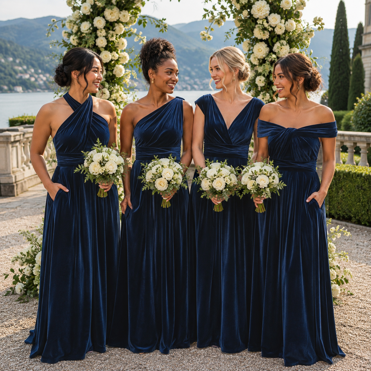 Velvet Infinity Bridesmaid Dress with Pockets – Convertible Multiway Maxi Dress