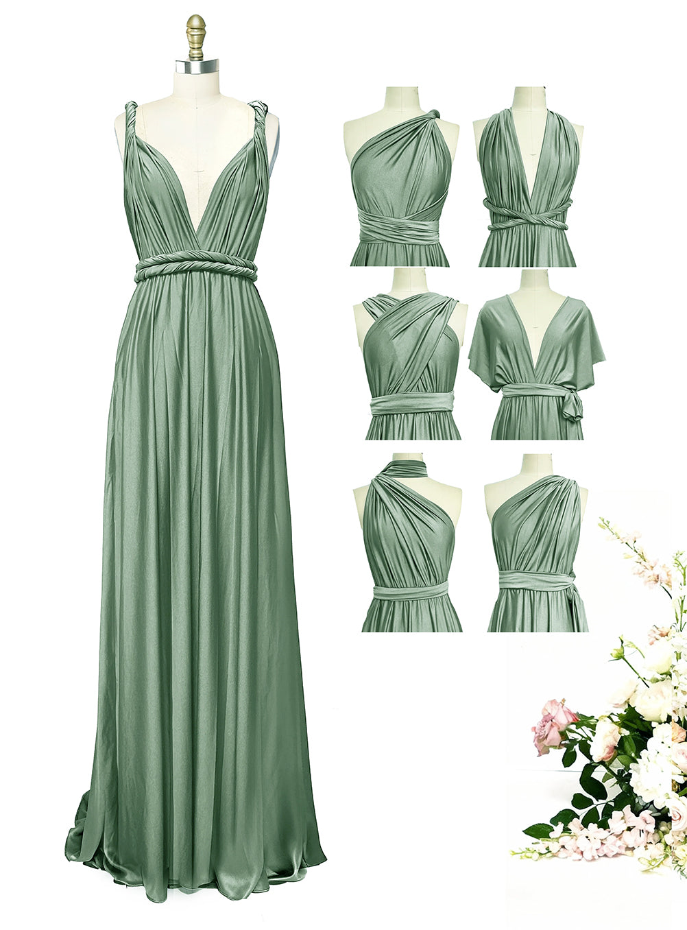 Convertible Infinity Bridesmaid Dress with Pockets | Multi-Way Wrap Gown for Weddings | Regular & Plus Sizes