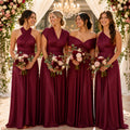 color:Burgundy | Burgundy infinity bridesmaid dresses with pockets at a real wedding 