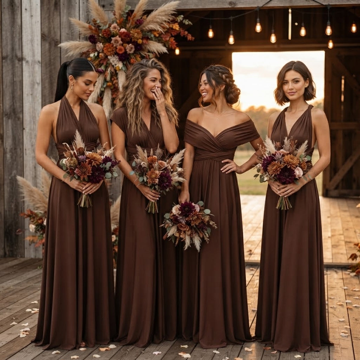 Infinity Bridesmaid Dress with Pockets – Convertible Multiway Maxi Dress