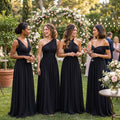 color:Black | Little_black_Bridesmaid_Infinity_Maxi_Convertible_Multiway_Dress_With_Pockets_Regular_Plus_size_Wedding_Bridal_Party_Bridemaids_Gown