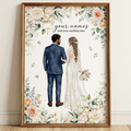 Personalised Bride and Groom Print with Pets, Custom Wedding Illustration, Printable Wedding Card, Couple Portrait Gift