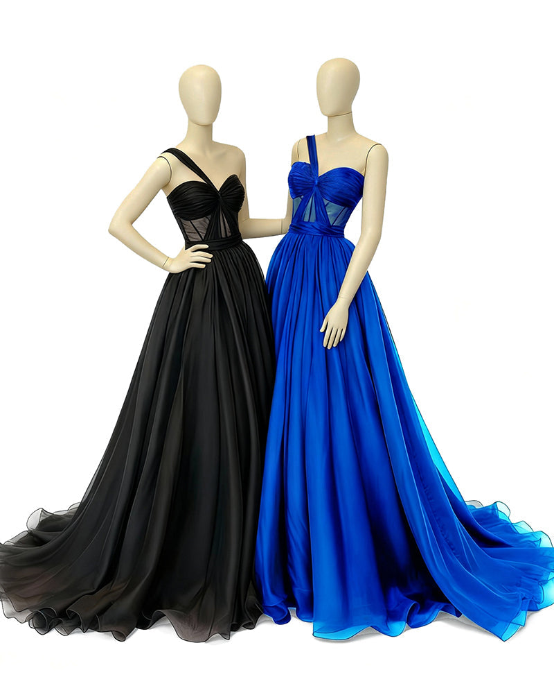 Rogue ¨C Edgy One-Shoulder Organza Ball Gown with Exposed Boning Bodice