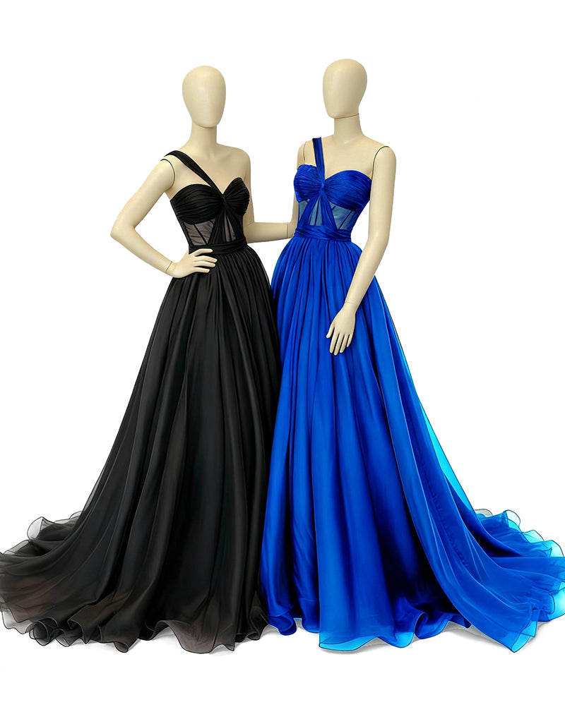Rogue â€?Edgy One-Shoulder Organza Ball Gown with Exposed Boning Bodice