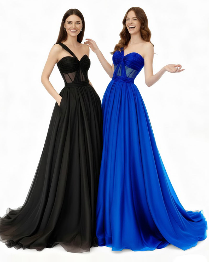 Rogue â€?Edgy One-Shoulder Organza Ball Gown with Exposed Boning Bodice