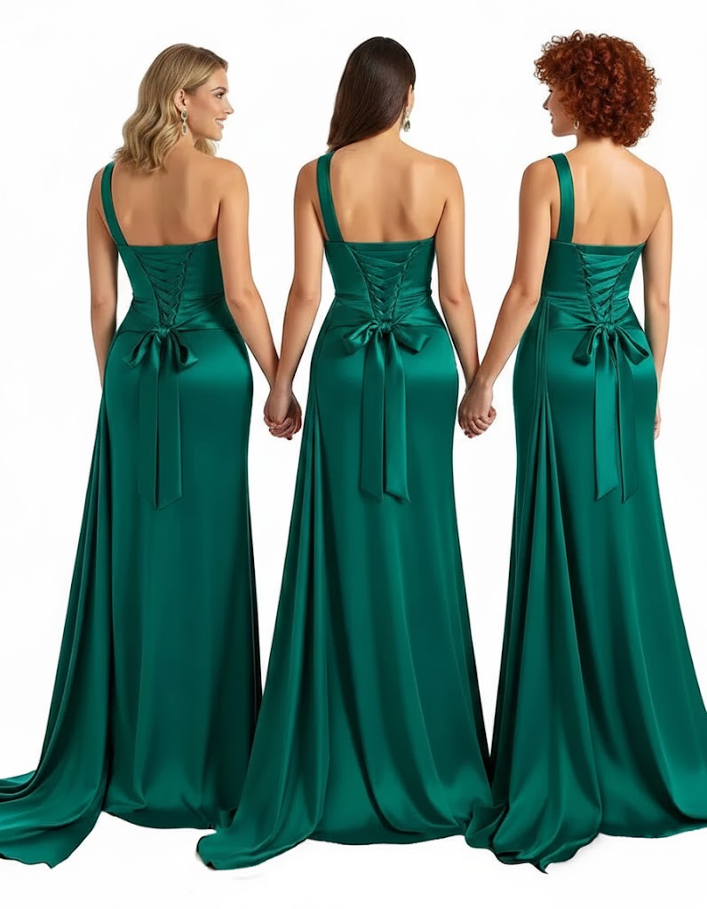 Bonnie - Chic One-Shoulder Mermaid Bridesmaid Dress in Silky Satin with Side Split