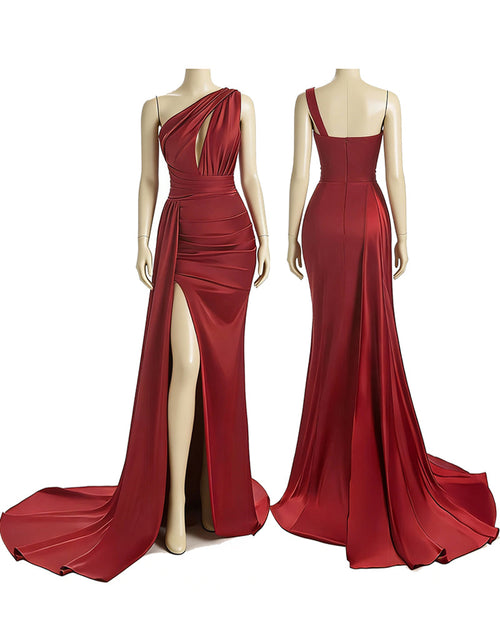 Amara - One-Shoulder Satin Mermaid Bridesmaid Dress with High Side Slit