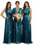 Versatile Wrap Crushed Velvet Maxi Infinity Dress With Pockets Regular Plus size Wedding Bridal Party Bridemaids Gown
