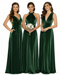 Convertible Wrap It Your Way Multiway Bridesmaid Maxi Infinity Dress With Pockets dark green 
