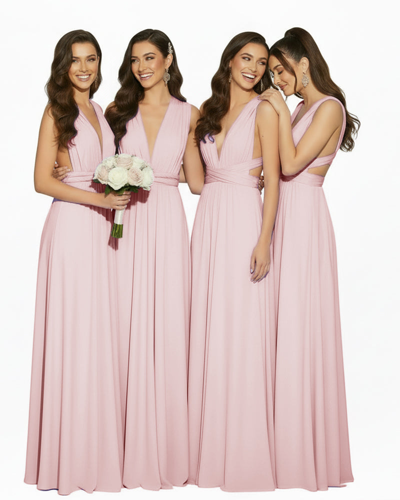 Multiway Convertible Maxi Inifinity Dress With Pockets for Bridesmaids & Weddings dusty rose 