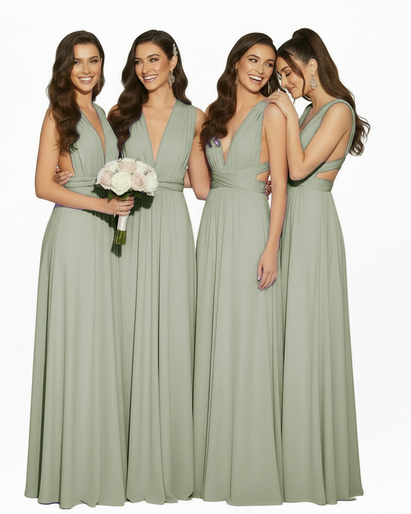 Multiway Convertible Maxi Inifinity Dress With Pockets for Bridesmaids & Weddings dusty sage 