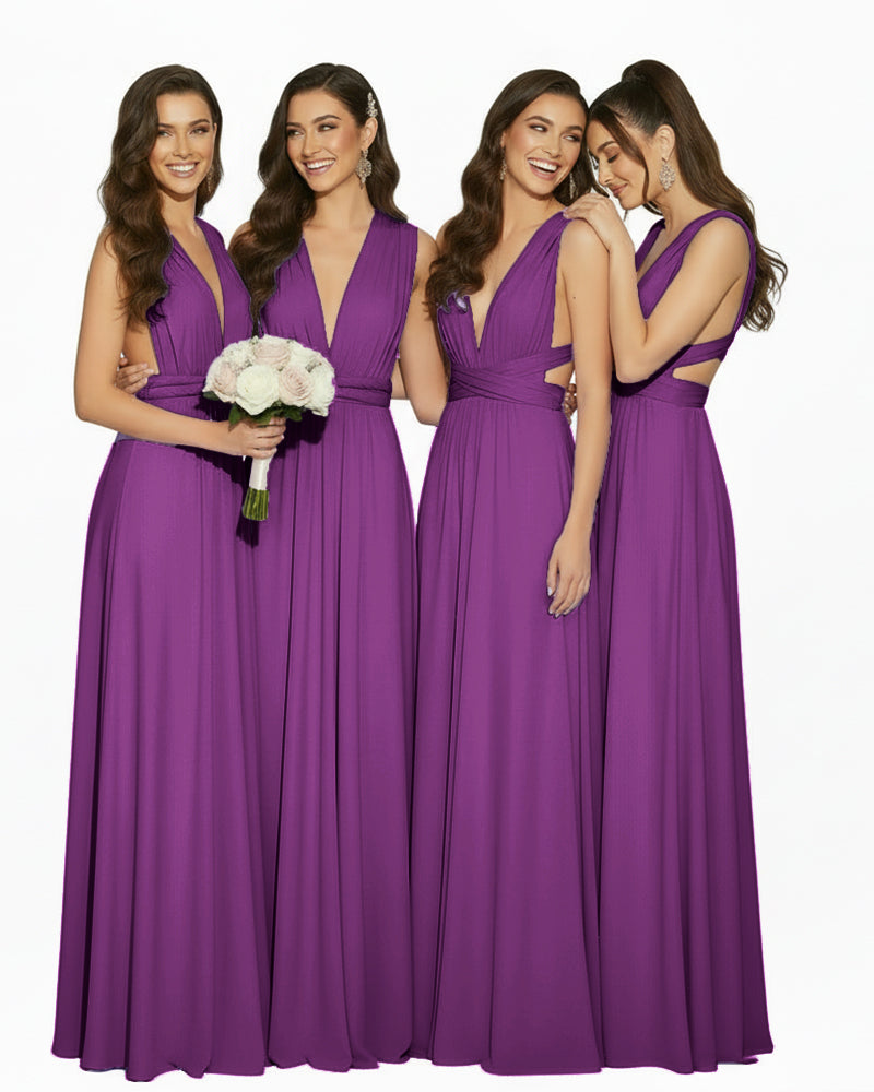 Multiway Convertible Maxi Inifinity Dress With Pockets for Bridesmaids & Weddings grape 