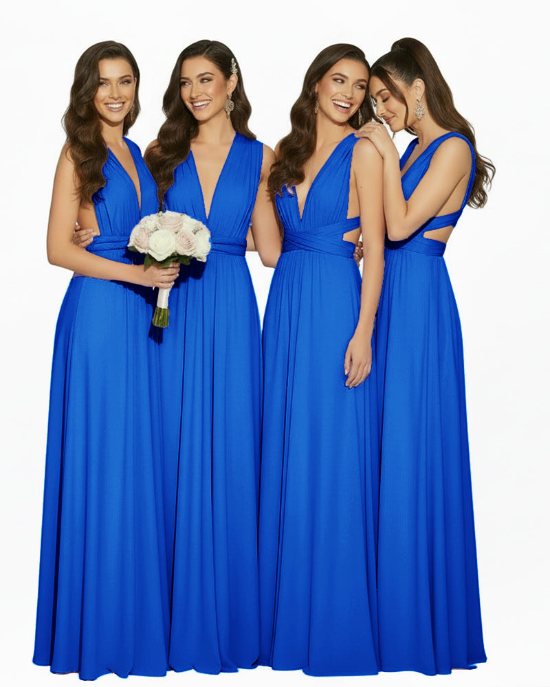 Multiway Convertible Maxi Inifinity Dress With Pockets for Bridesmaids & Weddings royal blue 