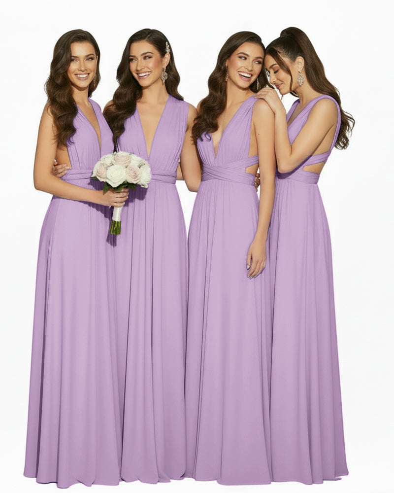 Multiway Convertible Maxi Inifinity Dress With Pockets for Bridesmaids & Weddings wisteria mauve 
