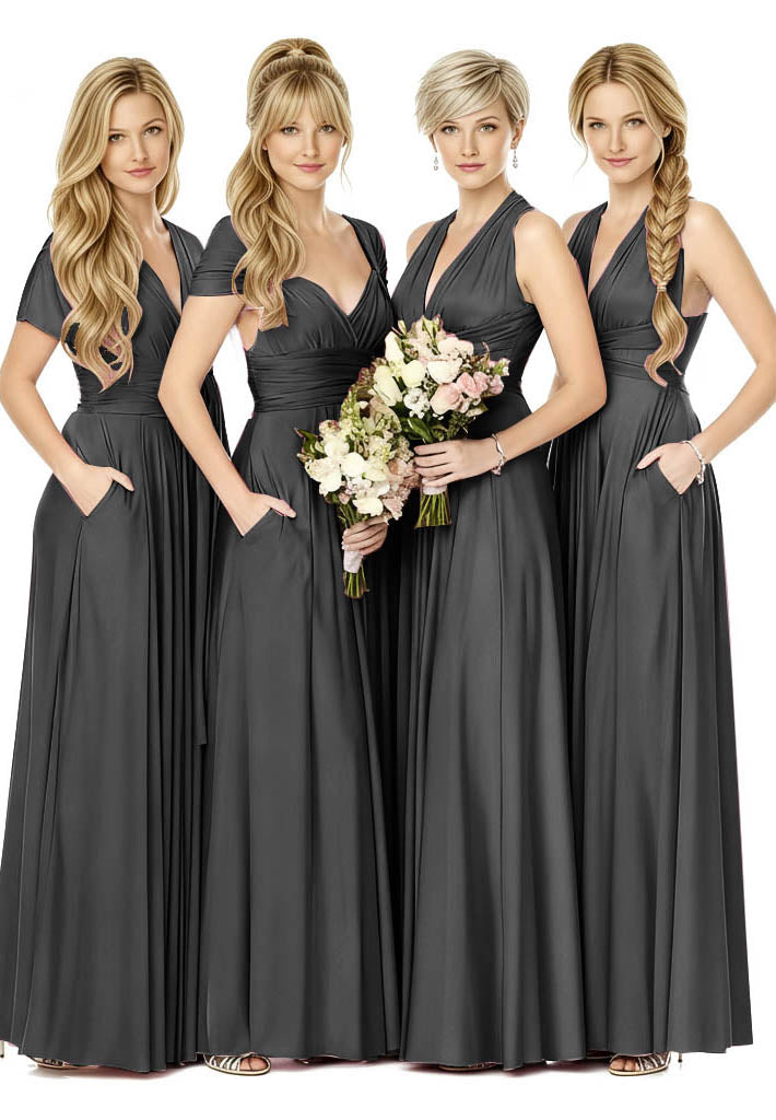 Convertible Bridal Party Beauty Multiway Infinity Dress Regular Plus size Wedding Bridal Party Bridemaids Gown black one size plus