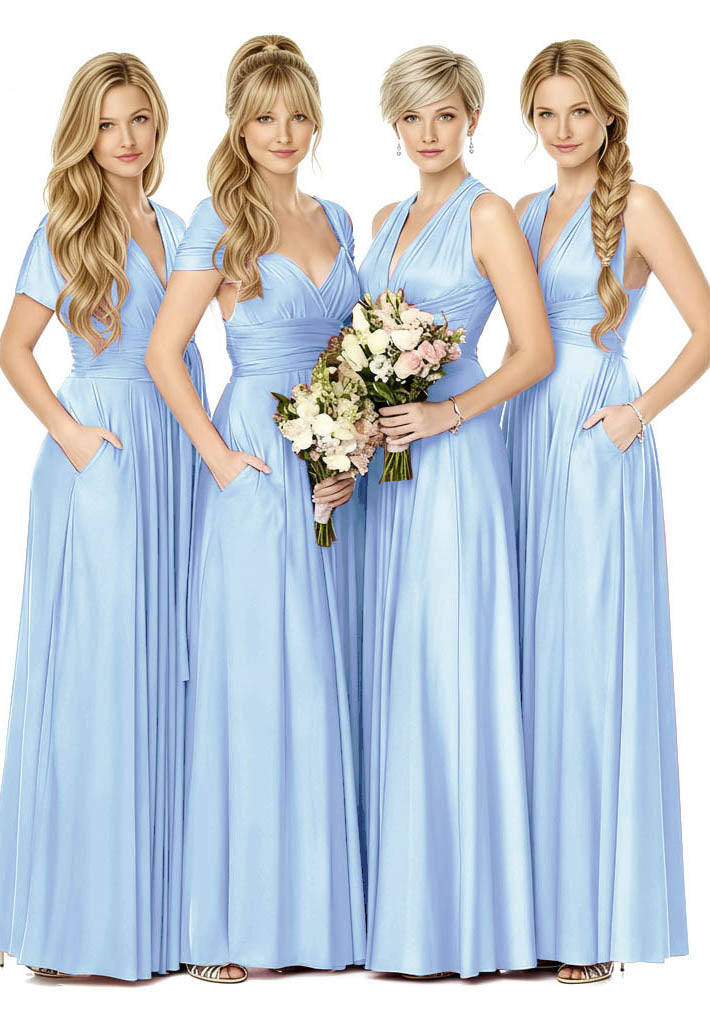 Convertible Bridal Party Beauty Multiway Infinity Dress Regular Plus size Wedding Bridal Party Bridemaids Gown blue one size plus