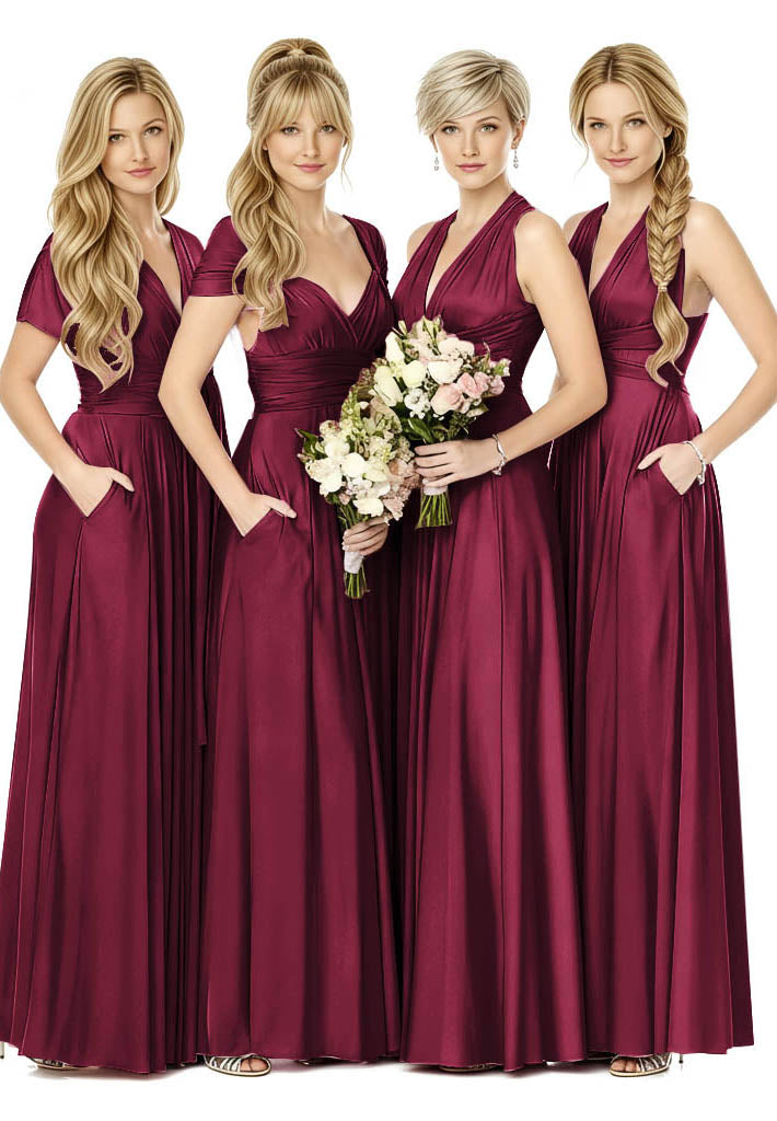 Convertible Bridal Party Beauty Multiway Infinity Dress Regular Plus size Wedding Bridal Party Bridemaids Gown burgundy one size plus