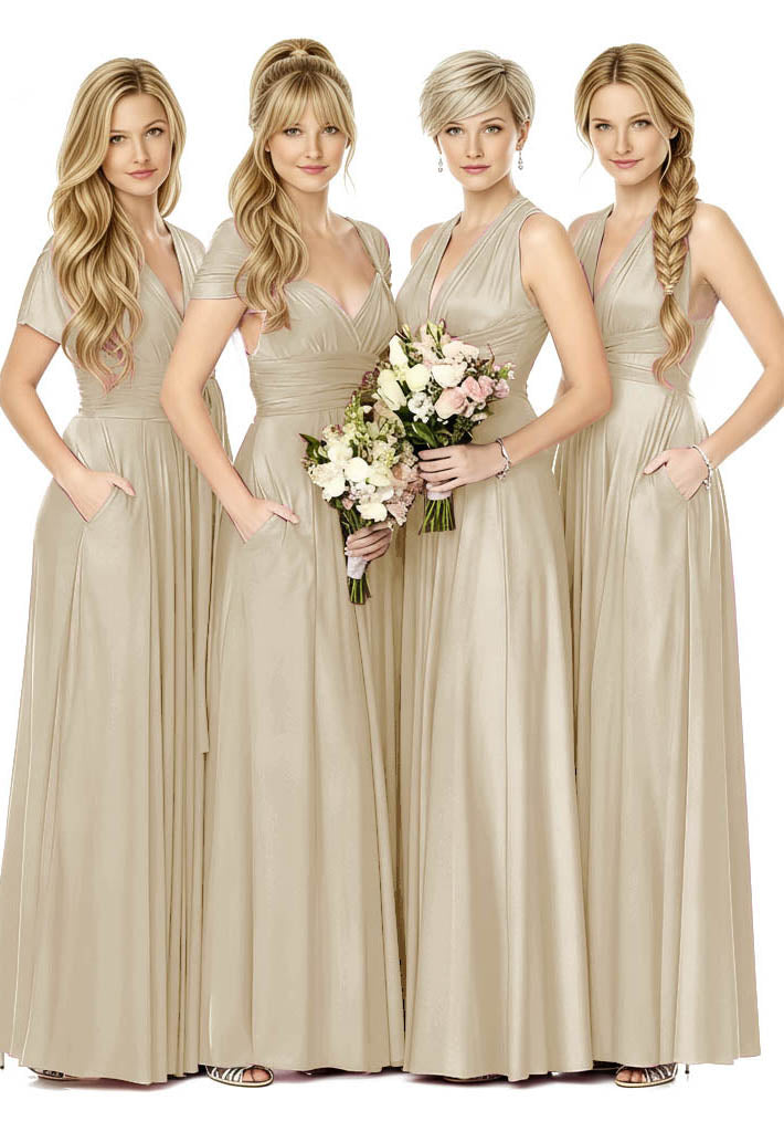 Convertible Bridal Party Beauty Multiway Infinity Dress Regular Plus size Wedding Bridal Party Bridemaids Gown champagne one size plus