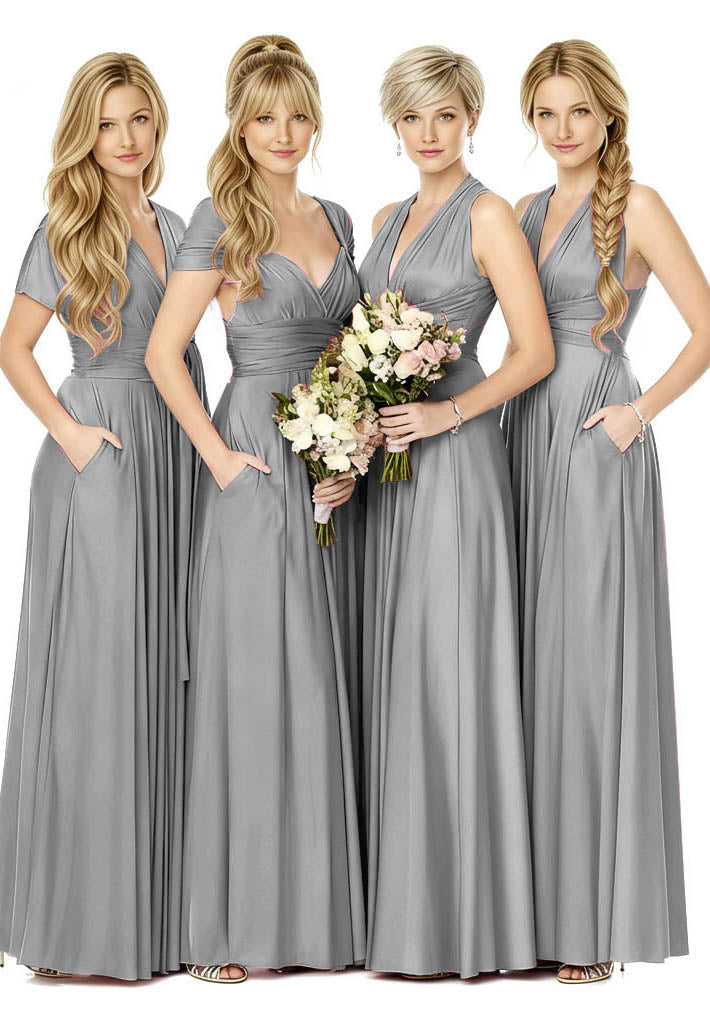 Convertible Bridal Party Beauty Multiway Infinity Dress Regular Plus size Wedding Bridal Party Bridemaids Gown charcoal grey one size plus