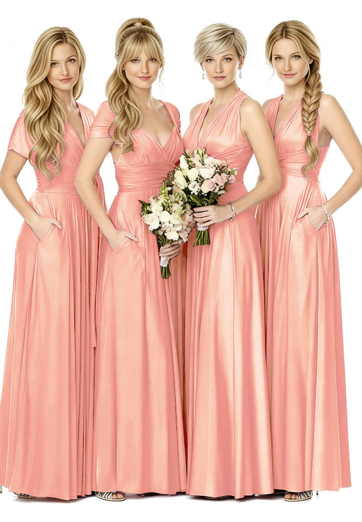 Convertible Bridal Party Beauty Multiway Infinity Dress Regular Plus size Wedding Bridal Party Bridemaids Gown coral one size plus