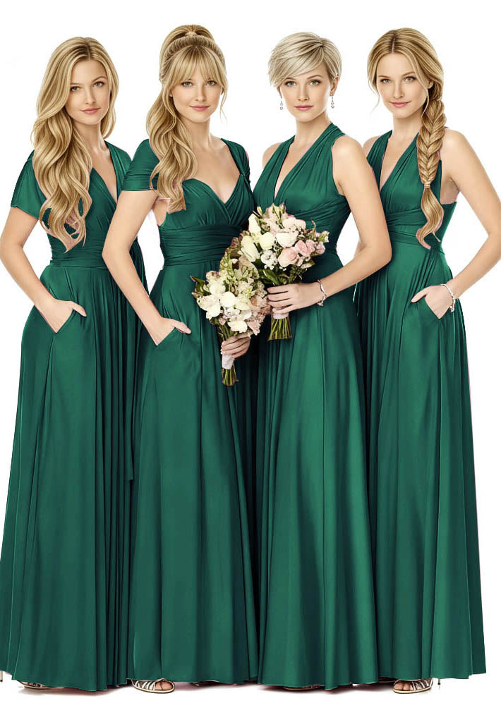Convertible Bridal Party Beauty Multiway Infinity Dress Regular Plus size Wedding Bridal Party Bridemaids Gown dark green one size plus
