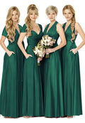 Convertible Bridal Party Beauty Multiway Infinity Dress Regular Plus size Wedding Bridal Party Bridemaids Gown dark green one size plus