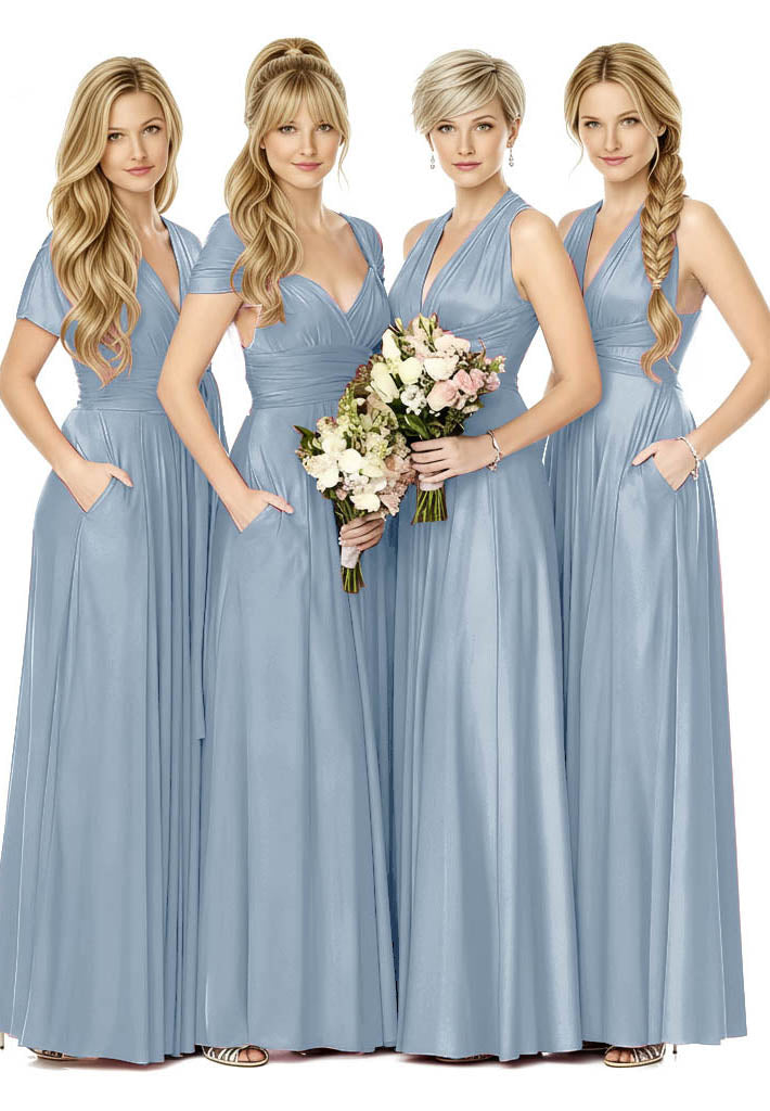 Convertible Bridal Party Beauty Multiway Infinity Dress Regular Plus size Wedding Bridal Party Bridemaids Gown dusty blue one size plus
