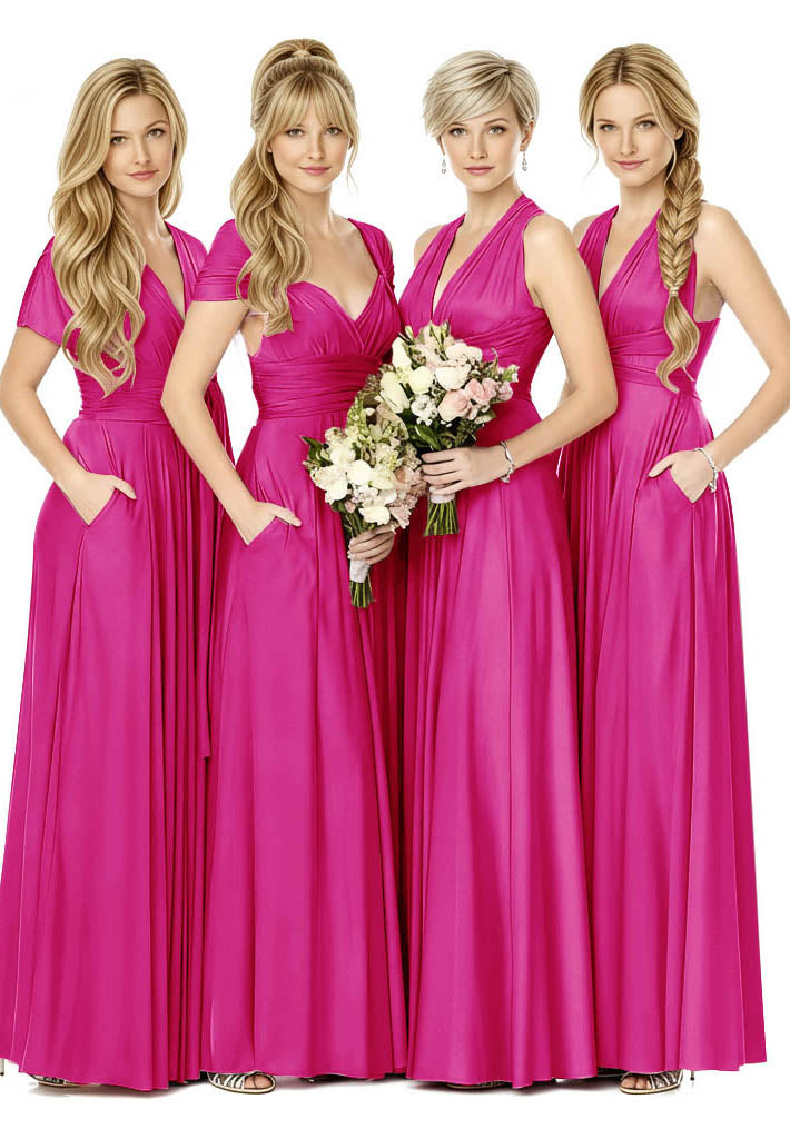 Convertible Bridal Party Beauty Multiway Infinity Dress Regular Plus size Wedding Bridal Party Bridemaids Gown fuchsia one size plus