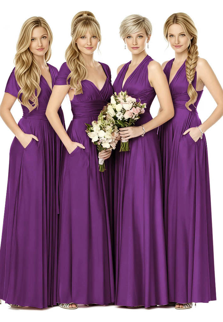 Convertible Bridal Party Beauty Multiway Infinity Dress Regular Plus size Wedding Bridal Party Bridemaids Gown grape one size plus