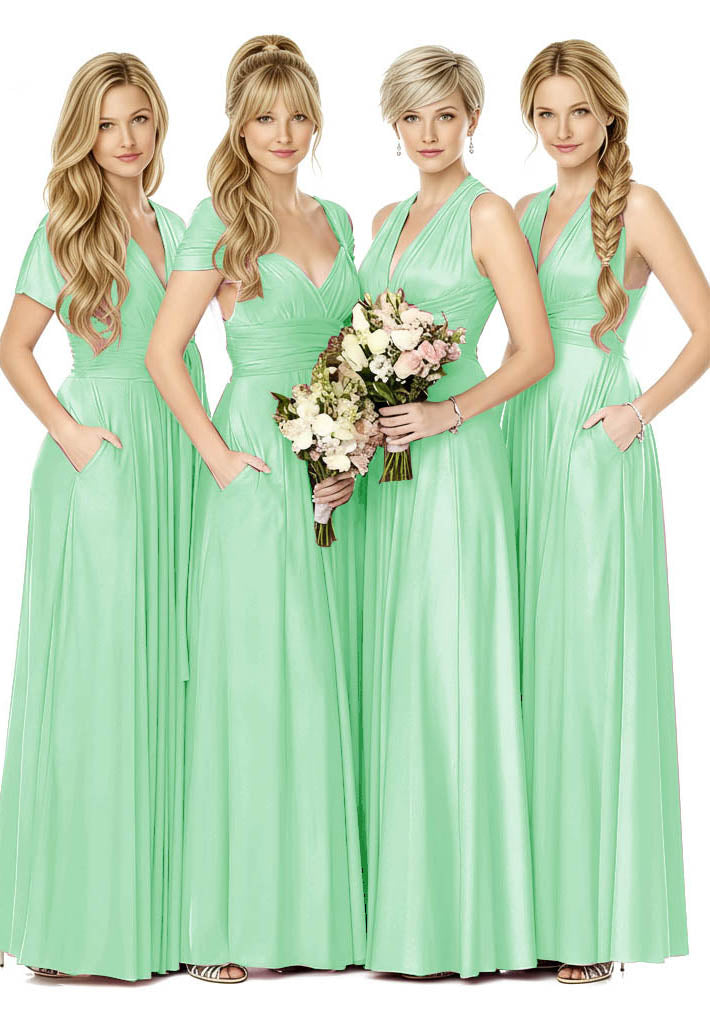 Convertible Bridal Party Beauty Multiway Infinity Dress Regular Plus size Wedding Bridal Party Bridemaids Gown mint green one size plus