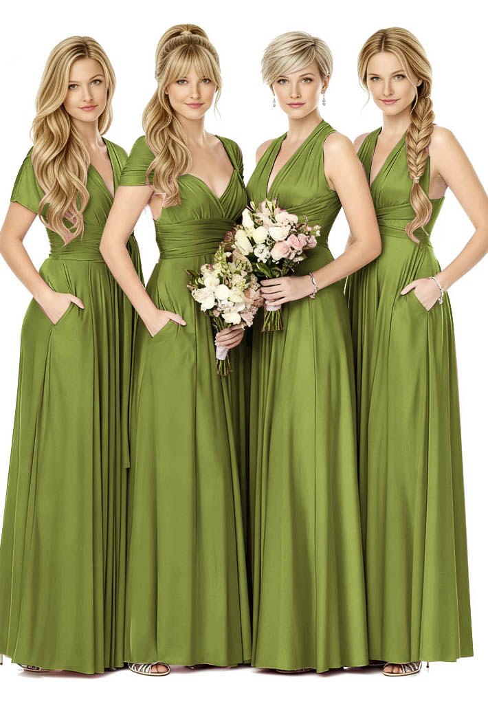 Convertible Bridal Party Beauty Multiway Infinity Dress Regular Plus size Wedding Bridal Party Bridemaids Gown olive one size plus