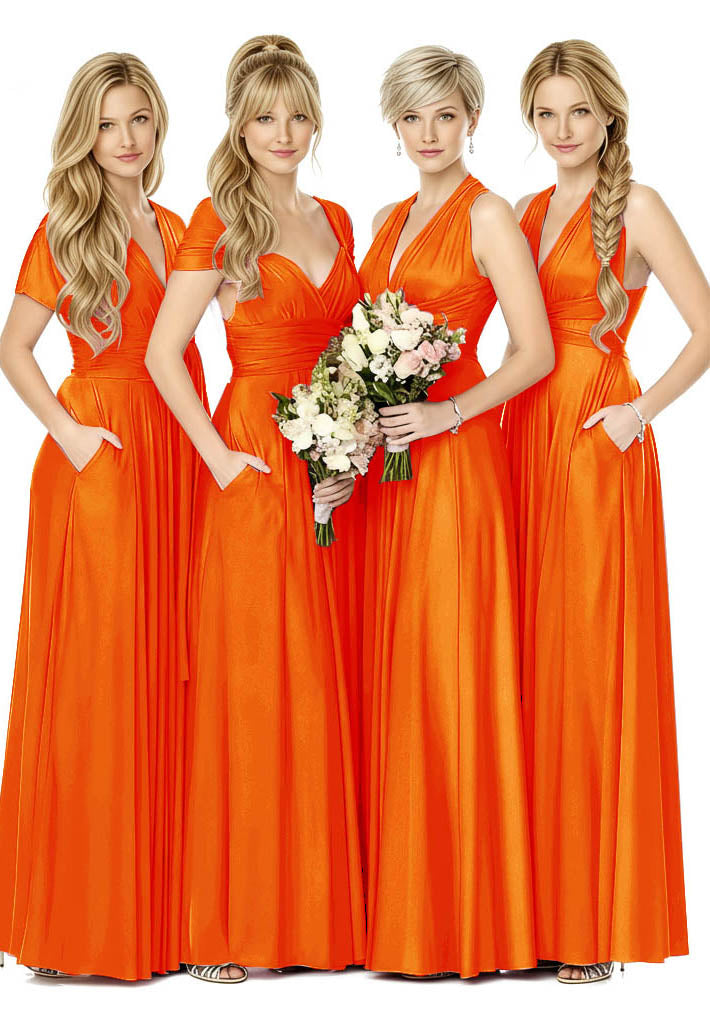 Convertible Bridal Party Beauty Multiway Infinity Dress Regular Plus size Wedding Bridal Party Bridemaids Gown orange one size plus