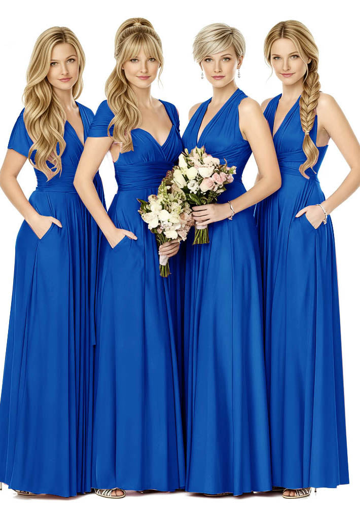 Convertible Bridal Party Beauty Multiway Infinity Dress Regular Plus size Wedding Bridal Party Bridemaids Gown royal blue one size plus