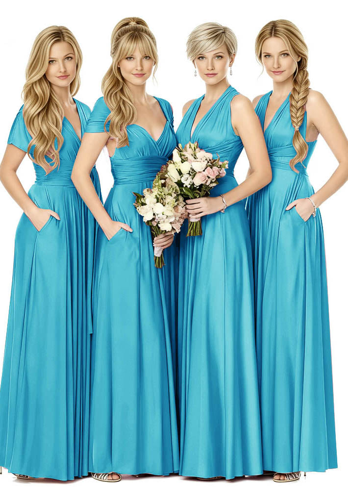 Convertible Bridal Party Beauty Multiway Infinity Dress Regular Plus size Wedding Bridal Party Bridemaids Gown turquoise blue one size plus