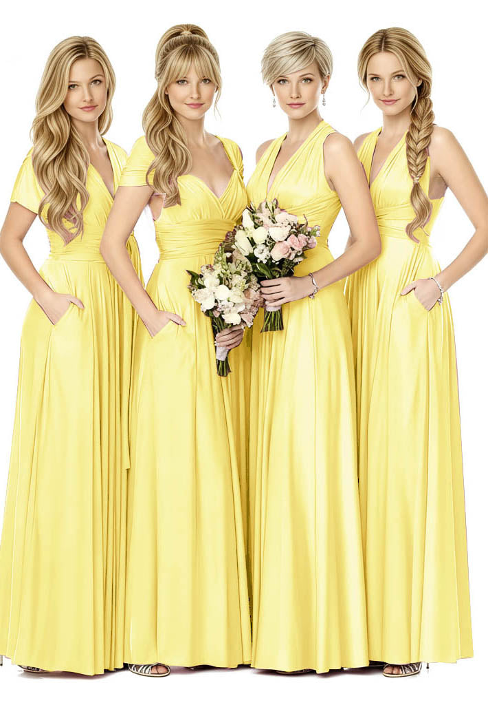Convertible Bridal Party Beauty Multiway Infinity Dress Regular Plus size Wedding Bridal Party Bridemaids Gown yellow one size plus