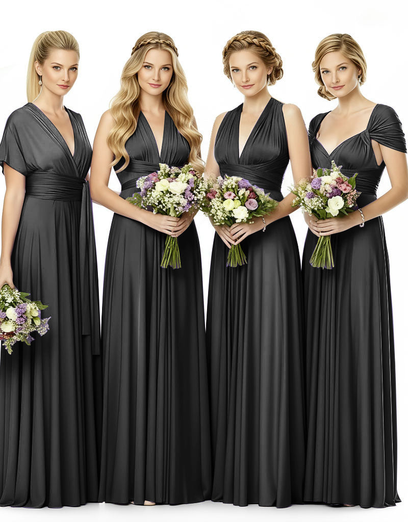 Convertible Bridesmaid Infinity Multiway Dress with Pockets black 