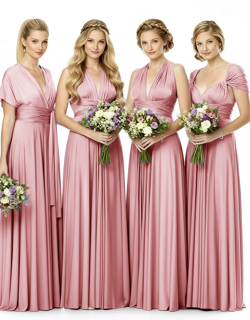 Convertible Bridesmaid Infinity Multiway Dress with Pockets blushing pink 