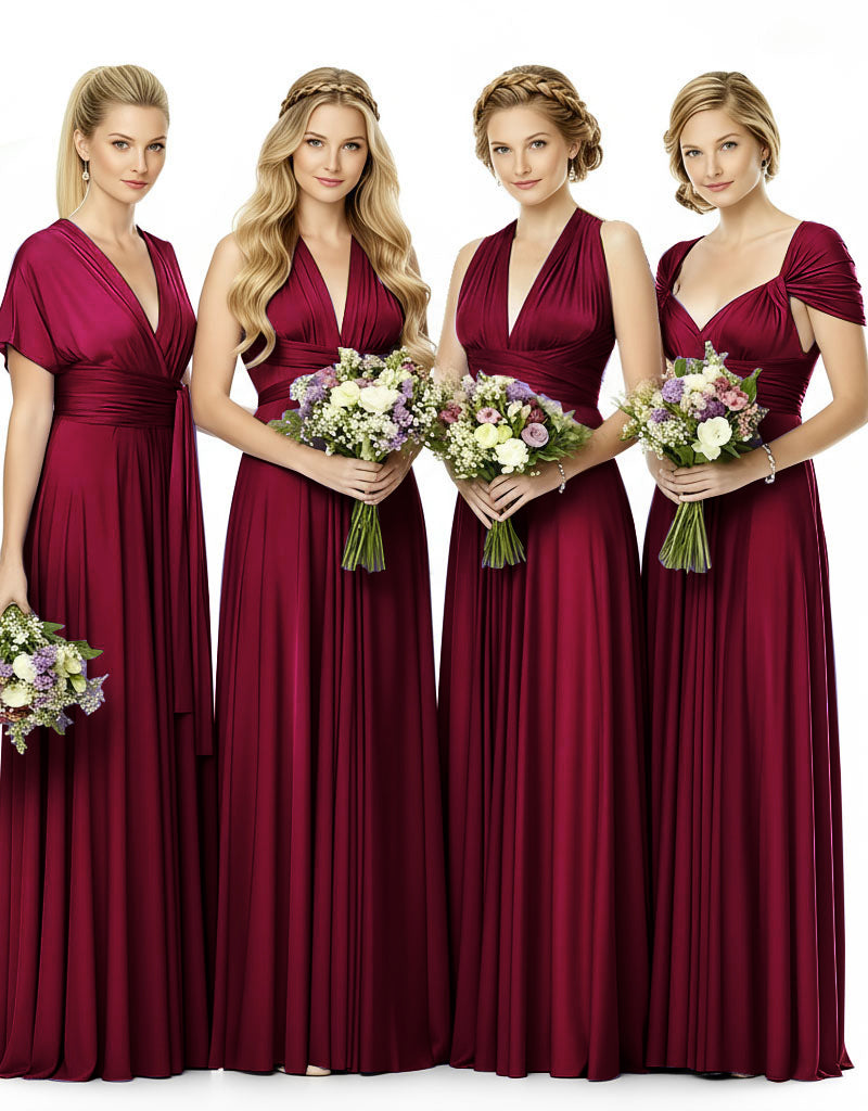 Convertible Bridesmaid Infinity Multiway Dress with Pockets burgundy 