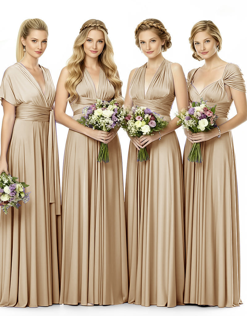 Convertible Bridesmaid Infinity Multiway Dress with Pockets champagne 