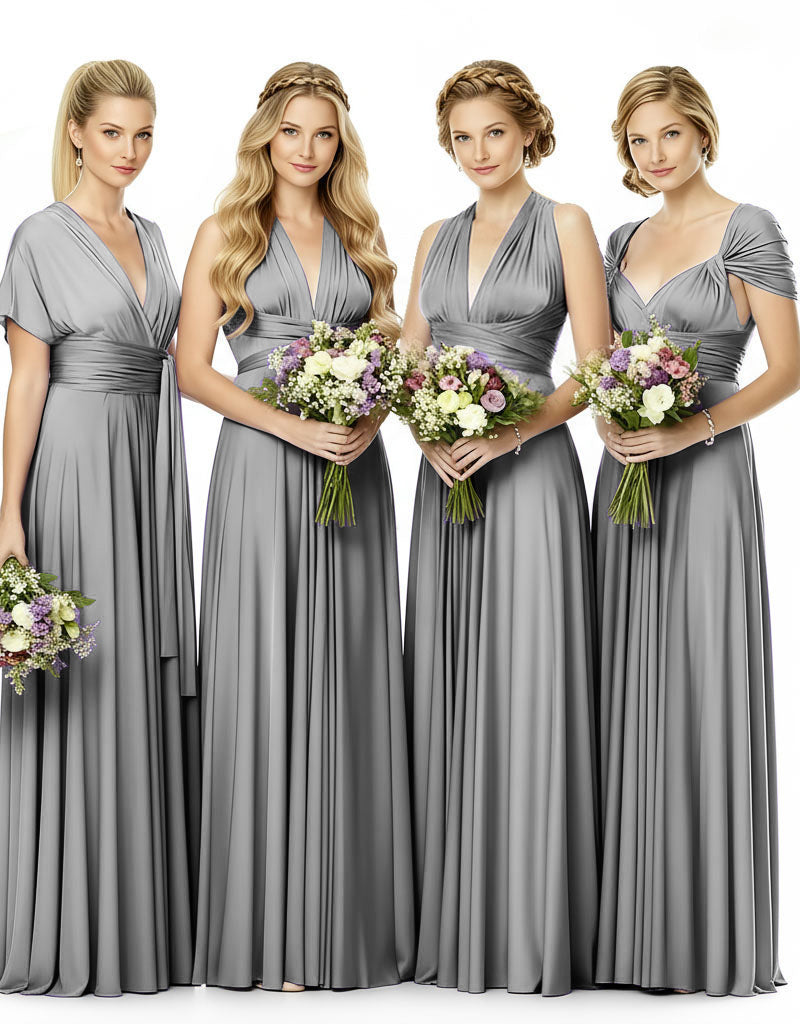 Convertible Bridesmaid Infinity Multiway Dress with Pockets charcoal grey 