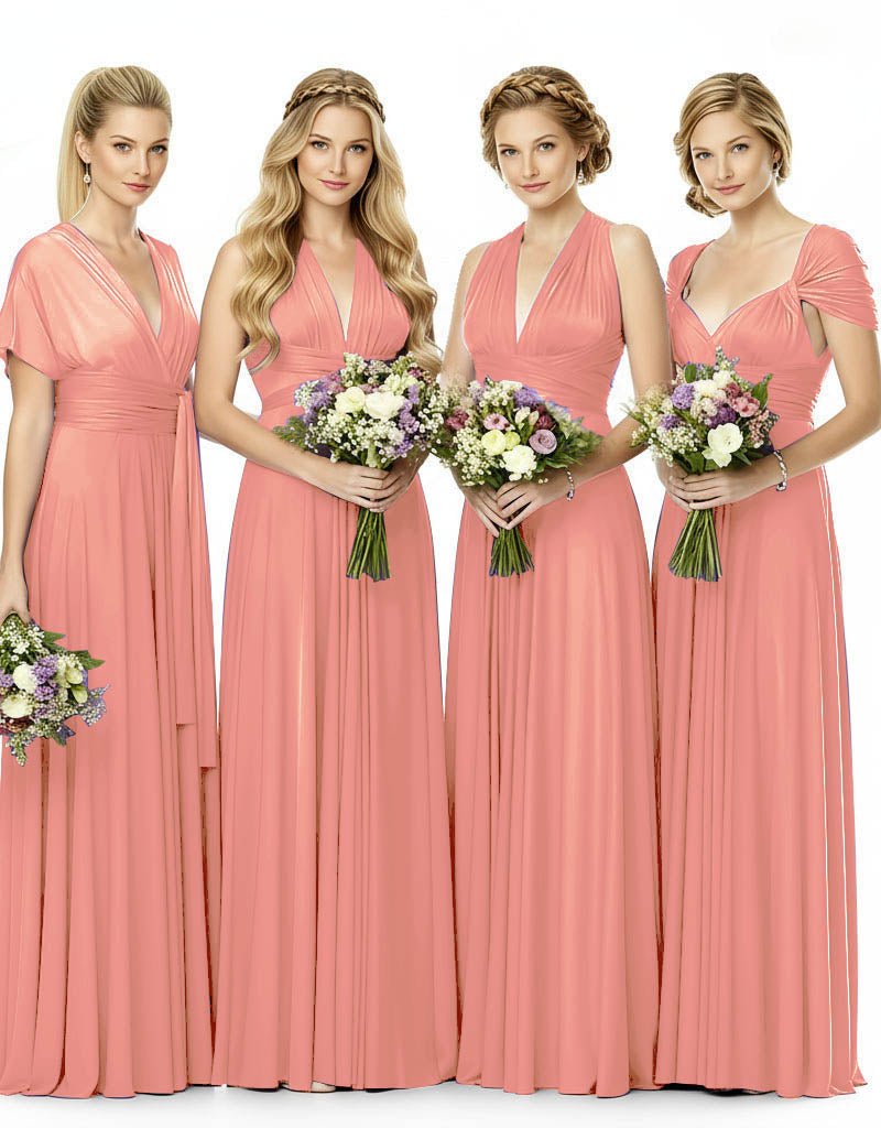 Convertible Bridesmaid Infinity Multiway Dress with Pockets coral 