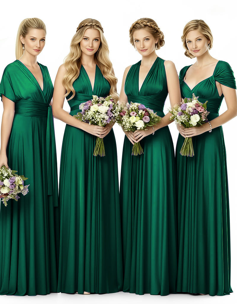 Convertible Bridesmaid Infinity Multiway Dress with Pockets dark green 