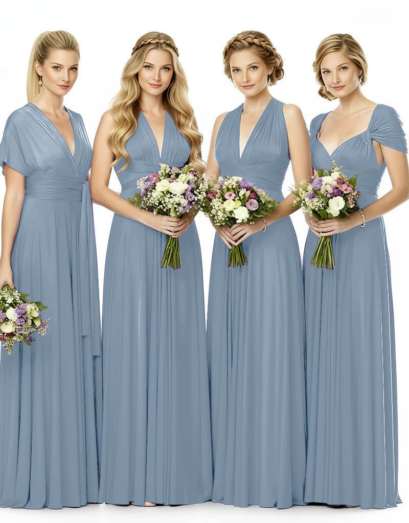 Convertible Bridesmaid Infinity Multiway Dress with Pockets dusty blue 