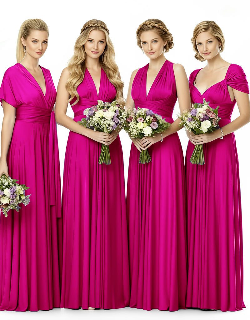 Convertible Bridesmaid Infinity Multiway Dress with Pockets fuchsia 