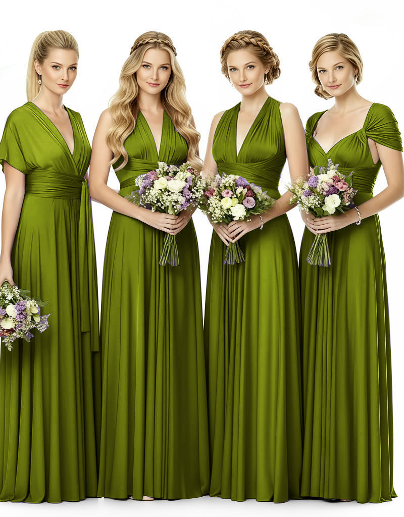 Convertible Bridesmaid Infinity Multiway Dress with Pockets olive 
