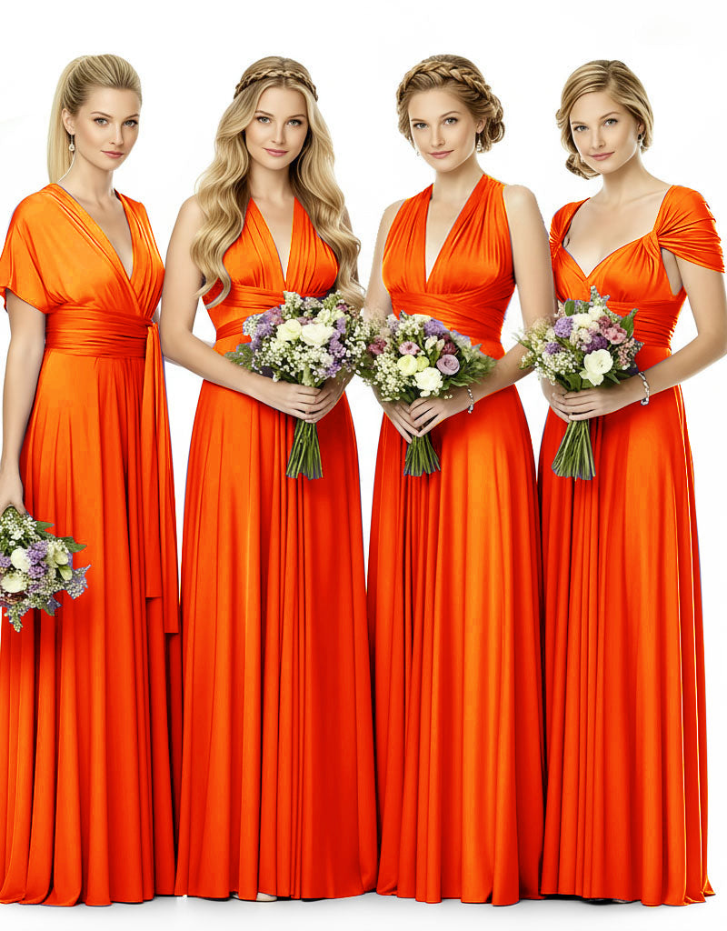 Convertible Bridesmaid Infinity Multiway Dress with Pockets orange 