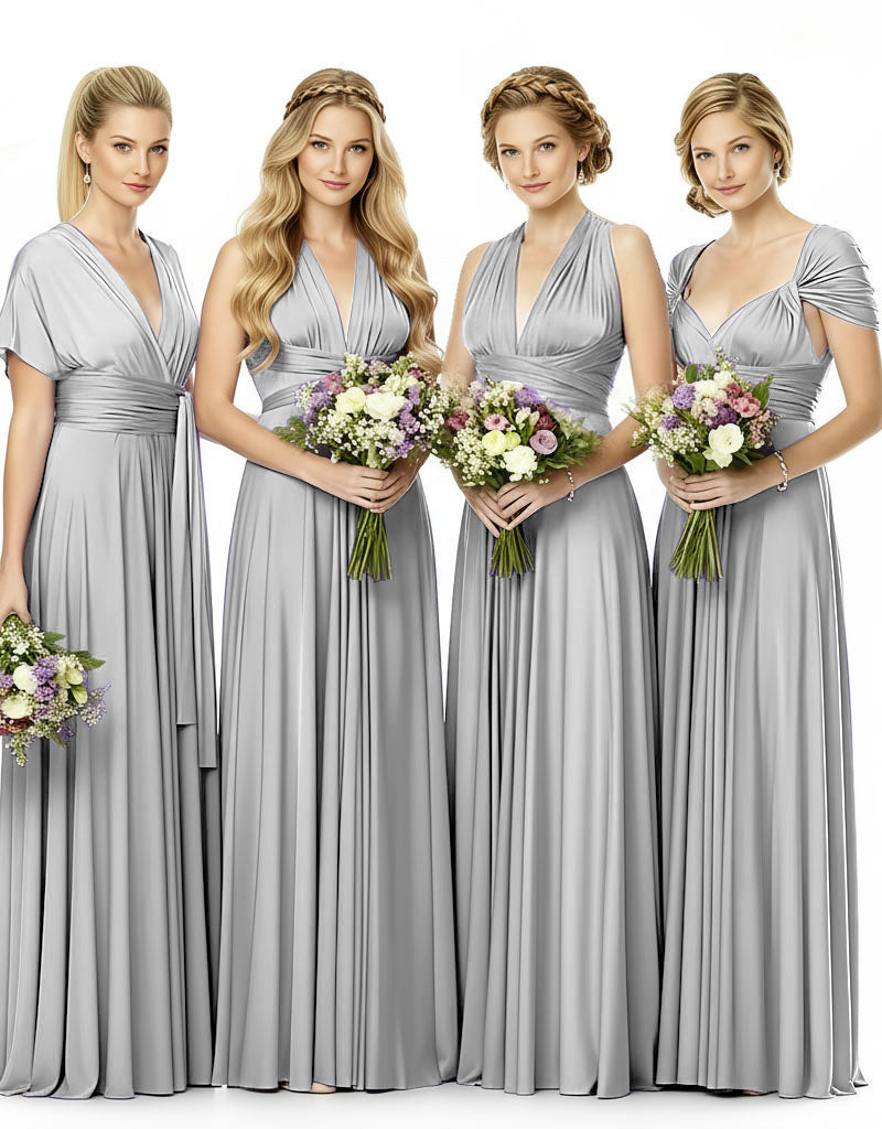Convertible Bridesmaid Infinity Multiway Dress with Pockets silver 